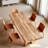 Solid Wood Rectangular Dining Table with Two Pedestals-1234824347