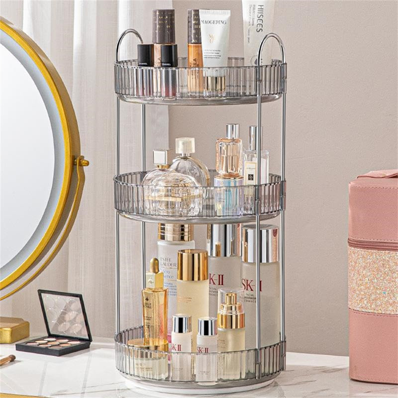Ashelman Acrylic 3 Compartment Makeup Organiser, Grey
