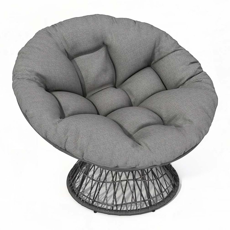 Fauteuil d'appoint pivotant à 360 ° Papasan, Gris, Gris
