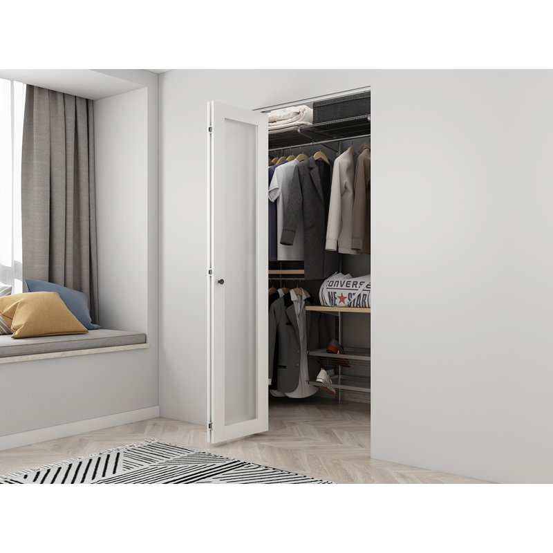 White Frosted Glass MDF Bifold Door with Stainless Steel Hardware