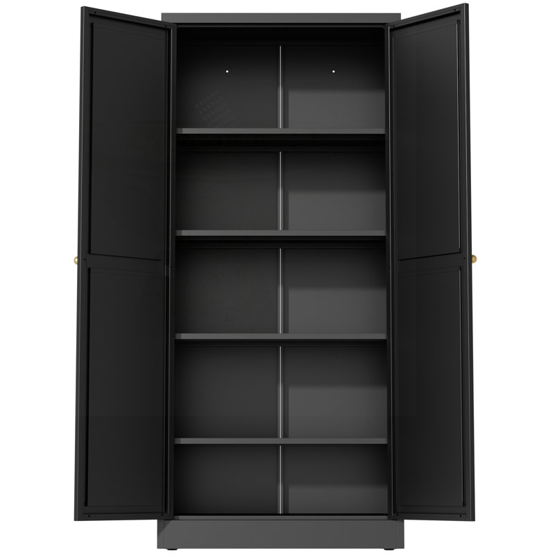 Heavy-Duty Freestanding Storage Organizer with 5 Adjustable Shelves, Black, 61"
