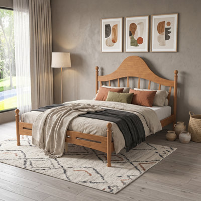Platform Bed with Elegant Curved Headboard and Sturdy Support