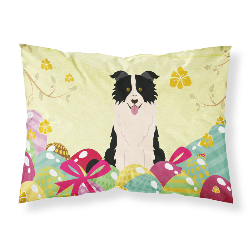 Taie d’oreiller œufs de pâques, Border collie noir et blanc