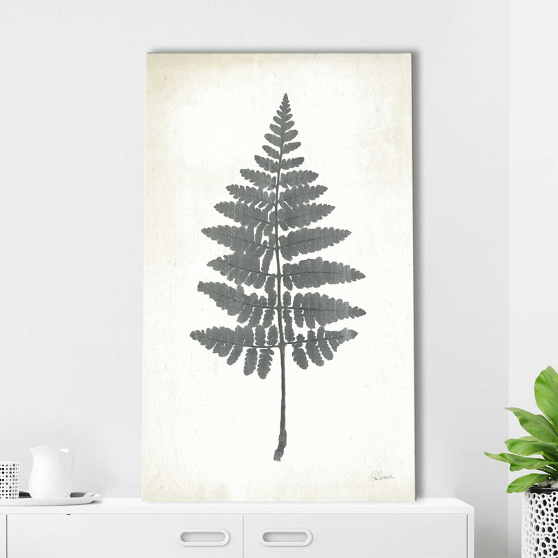 Tableau noir Fern II - Peinture, L 18 po x H 30 po, Toile tendue