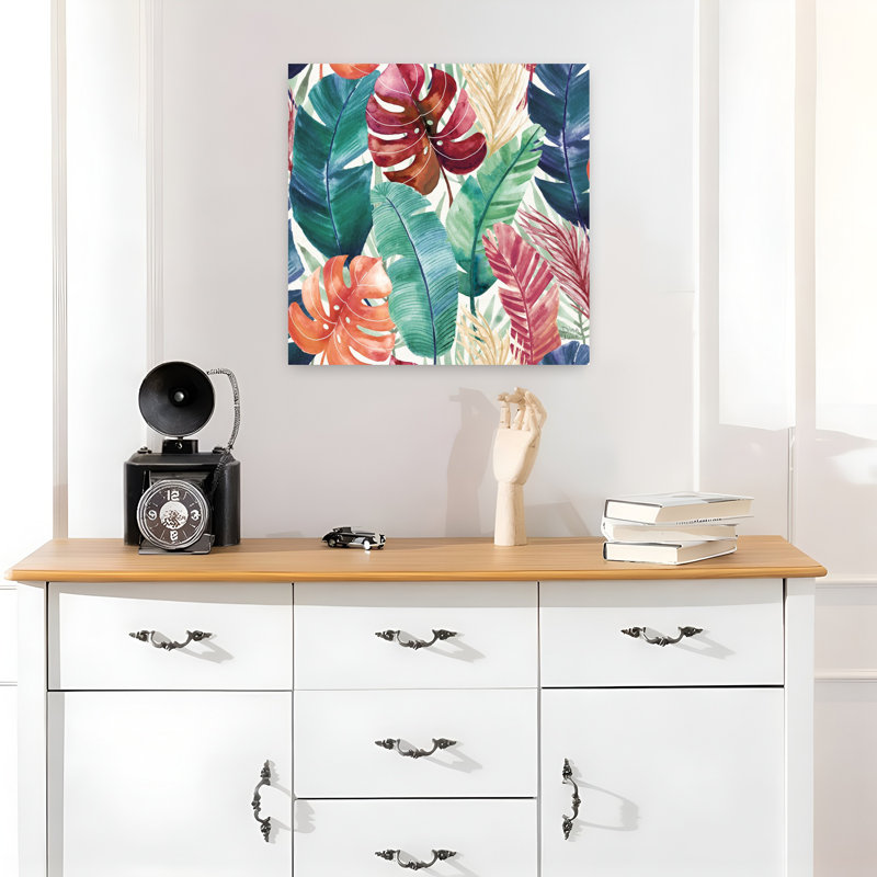 Art tropical, paysage tropical, H 18 po x l 18 po