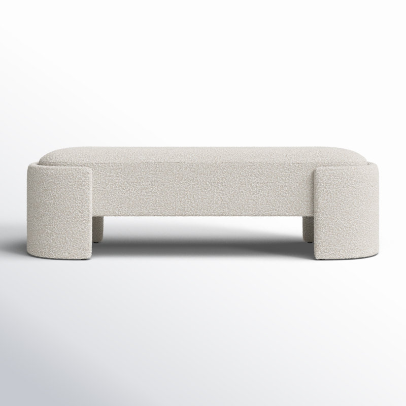 Off-White Boucle Fabric Sled Leg Bench