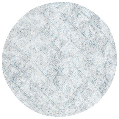 Braelyne Hand Tufted Wool/Cotton Geometric Rug in Blue/Ivory