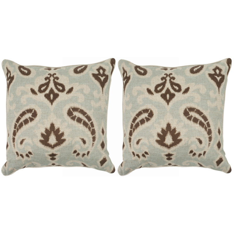 Brian Paisley Feather Linen Reversible Throw Pillow, 22" x 22", Gray