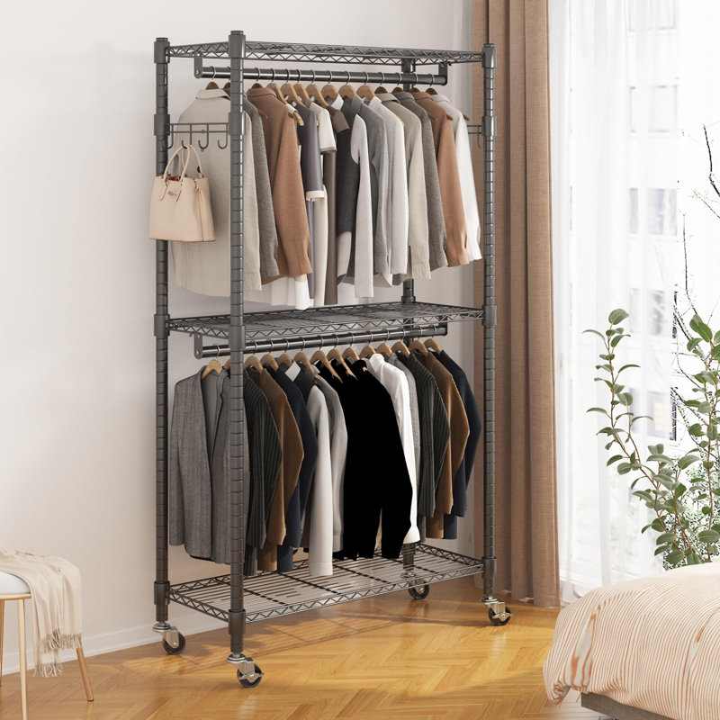 35.5'' Carbon Steel Rolling Clothing Rack