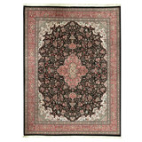 High-Quality Hand-Knotted Black And Rose Area Rug