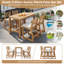 Ensemble de bar de patio rustique 5 pièces, ensemble de table de patio et chaises avec chaises ergonomiques, plateau de table à lattes en bois massif pour piscine, balcon, cour arrière, véranda (teck clair + coussin beige)-1598269679
