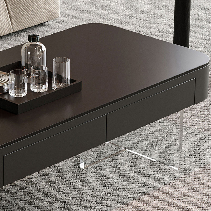 Table basse Black Stone + Bois manufacturé, Black, H 18,11 po x L 47,24 po x l 23,62 po