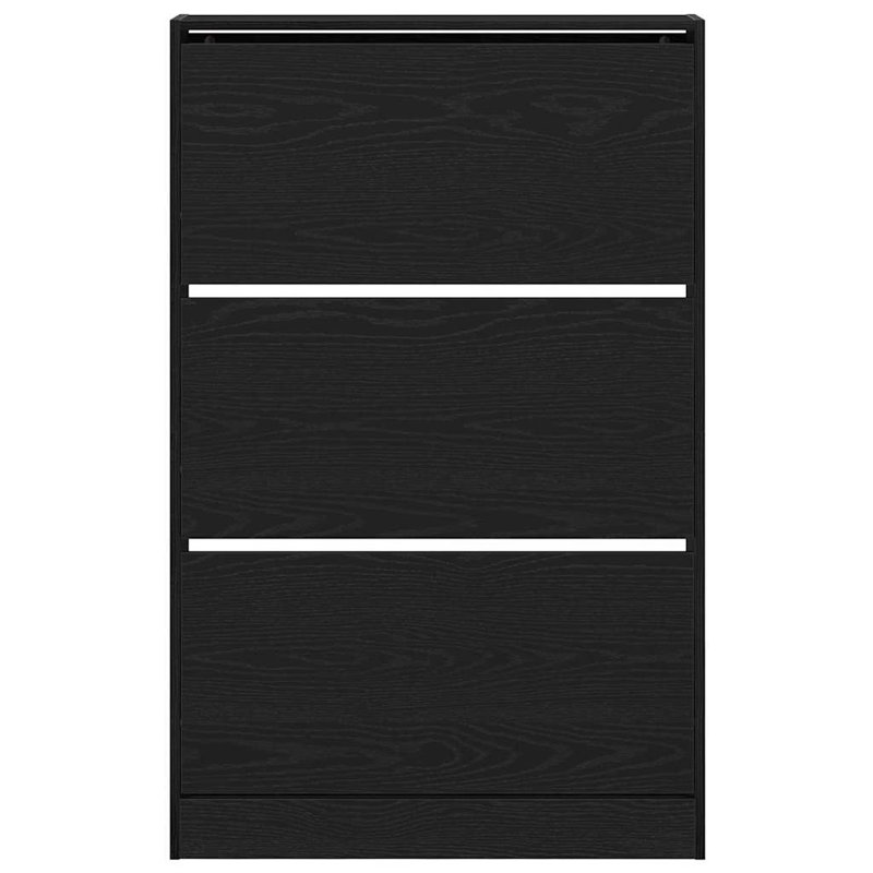 Shoe Cabinet 80 X 21 X 125.5 Cm Engineered Wood, Black Oak
