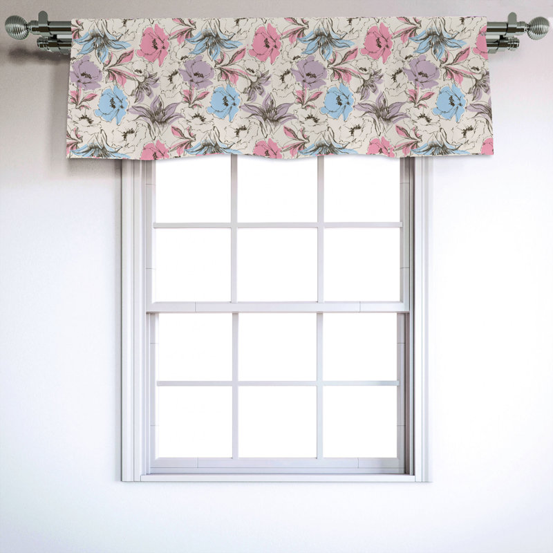 Sateen Floral Ruffled Window Valance