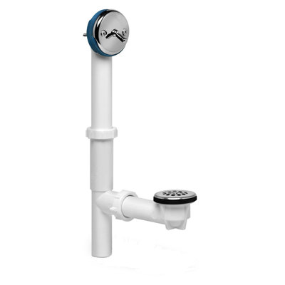 Plastic Leg Tub Drain with Overflow and Trip Lever Stopper With Polished Chrome Finish