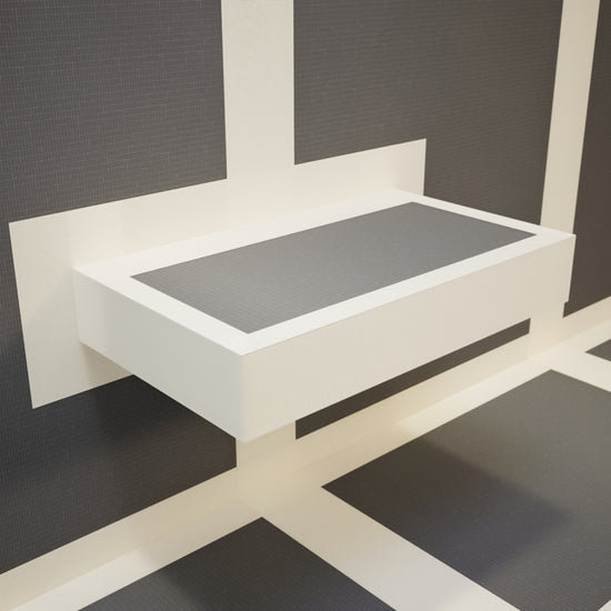 18 po × 14 po × 4 po Le banc de douche flottant Original® avec panneau de douche en béton Mesh Foam Board® - Support de banc de douche Original®