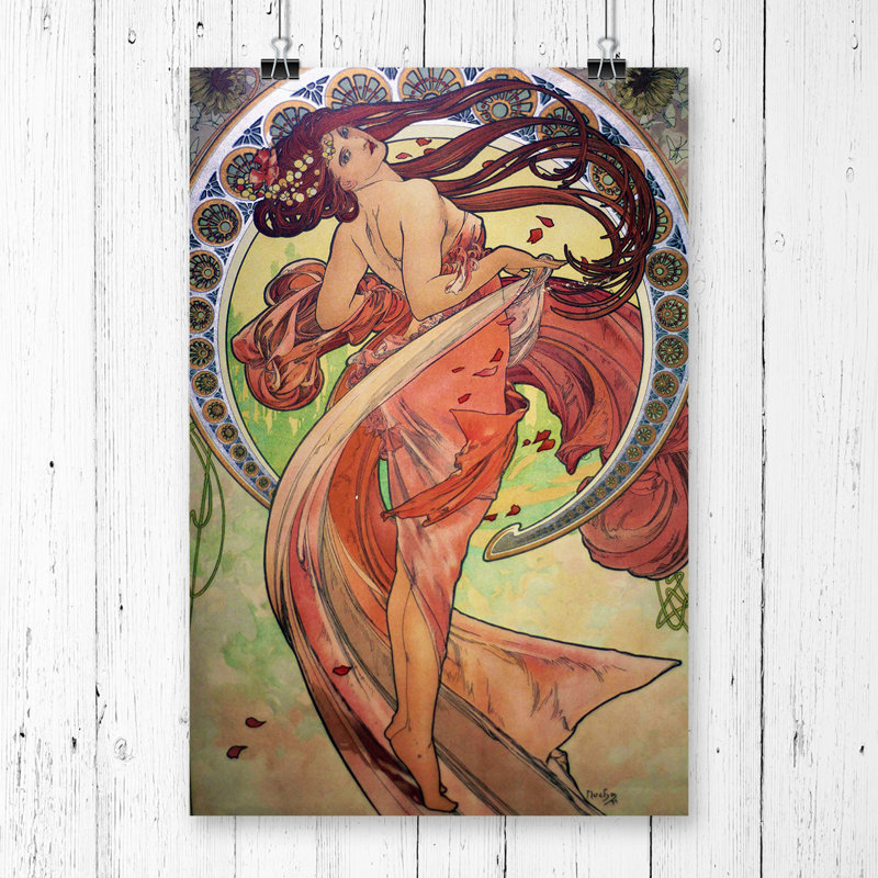Alphonse Mucha Dance - Frameless Print, 59.4cm H x 42cm W x 0.02cm D