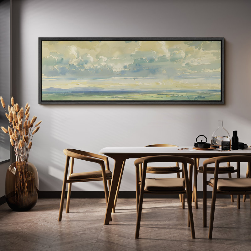 «Clouds Yellow Green Blue Majestic Skies Clouds Serene», reproduction d'art sur toile, H 20 po x l 60 po