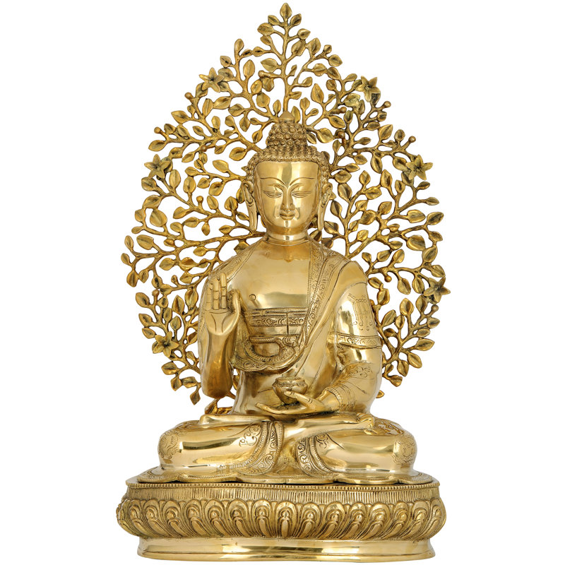 Superbe figurine de Bouddha prêchant sous Bodhi