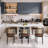 63" Modern Dining Table For 4 To 6, Faux Marble Rectangle Dining Table With Storage, Wooden Pedestal Dining Room Table With Fridge Space-57733503-57733502