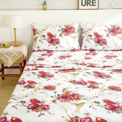 Microfiber Standard Floral Sheet Set