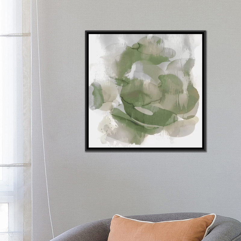 «Flow II», reproduction d'impression sur toile indigo, H 18 po x l 18 po x P 1,5 po, Toile avec cadre noir, Pas de tapis