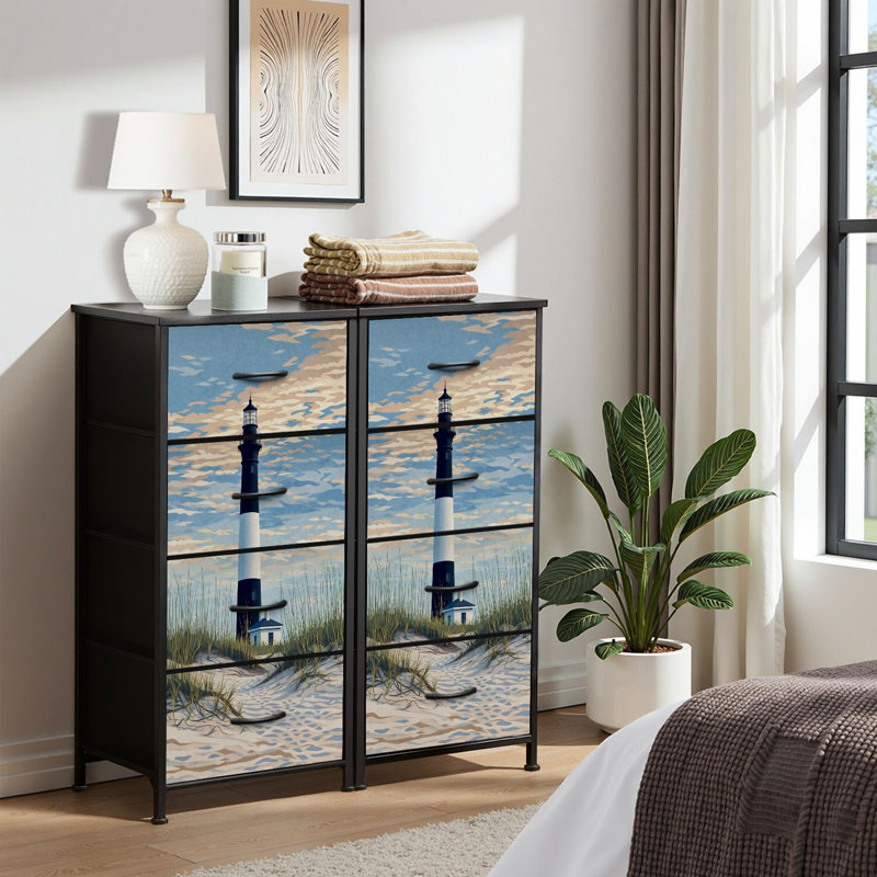 4 Drawer Dresser for Bedroom, Narrow Chest of Drawers, Wooden Top and Study Iron Frame 18"x37.5"-(WxH)