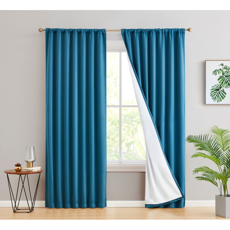 Arbas Curtain Pair, Teal Blue, 52" W x 54" L