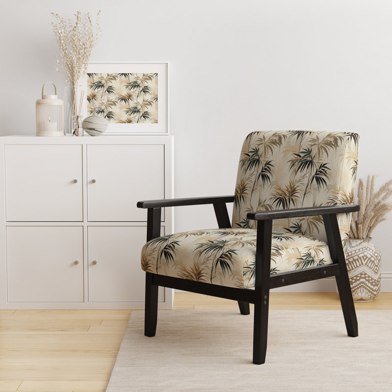 Fauteuil rembourré d'appoint tropical D, Motif tropical de bois de grève zen