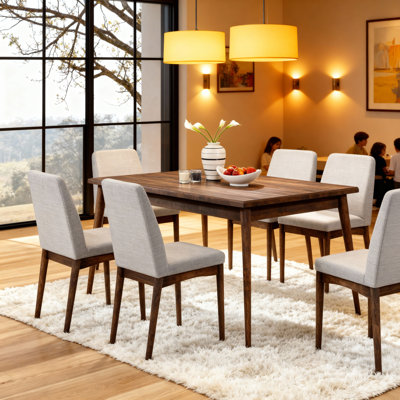 6-Person Solid Wood Dining Table Set