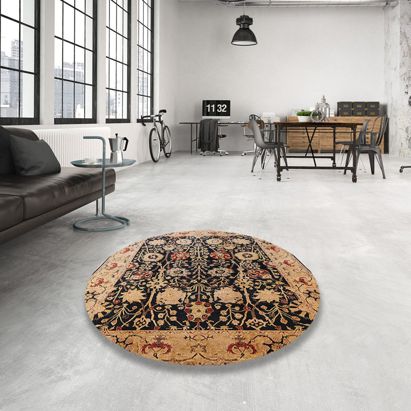 Tapis oriental beige / noir Terkel, Rond 8 pi