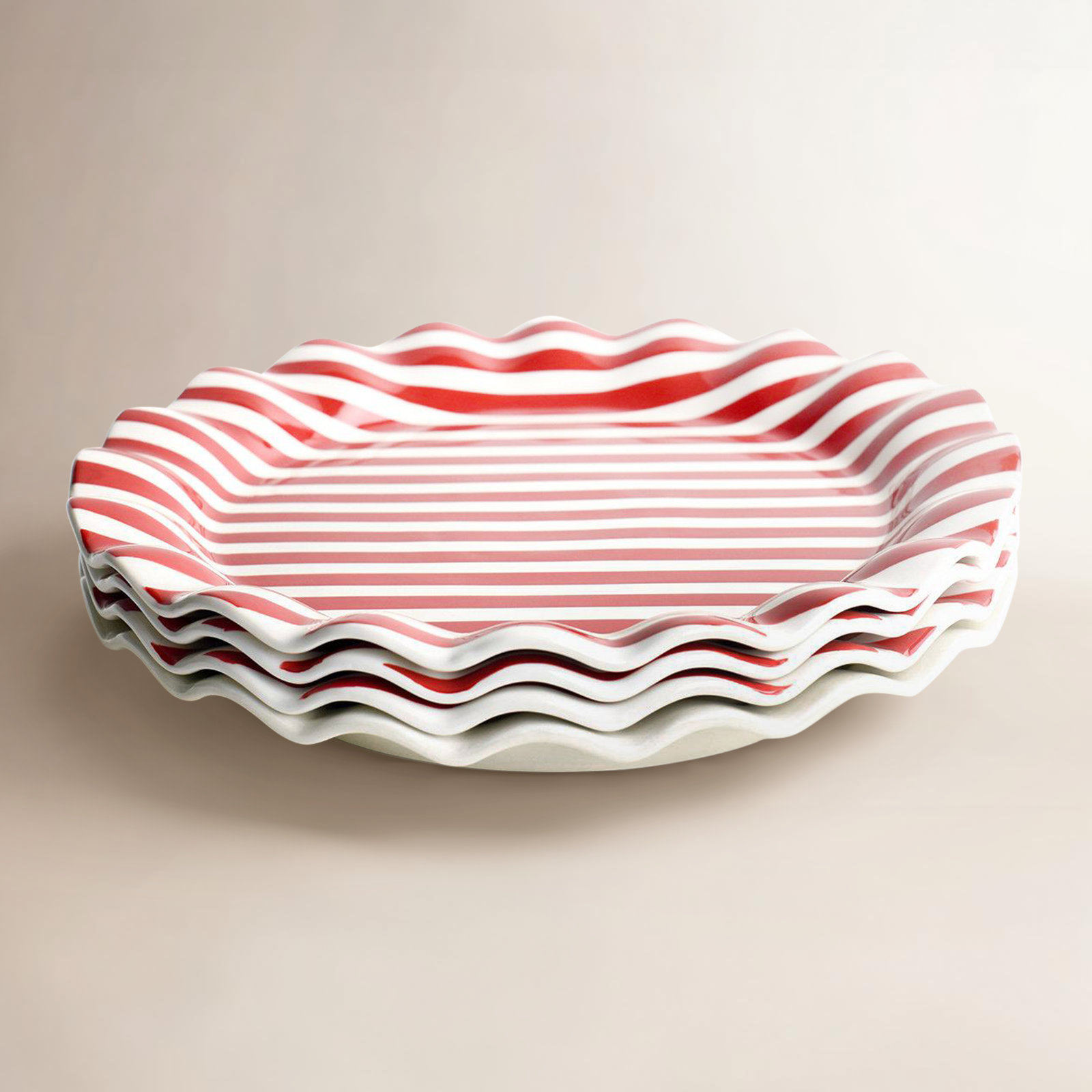 Coton Colors Red Stripe Ruffle Platter