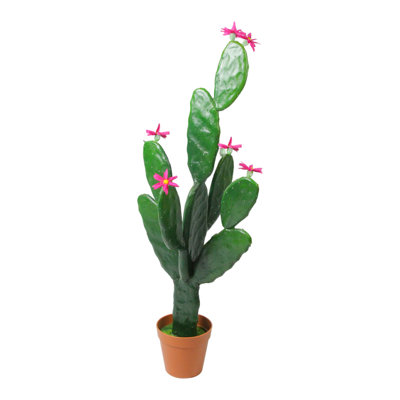 31 "cactus artificiel 31" avec des fleurs rose vif