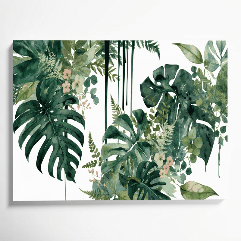 Botanical Botanical Collage Patterns Green Canvas Wall Art