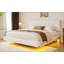 White Boucle Floating Bed With Light