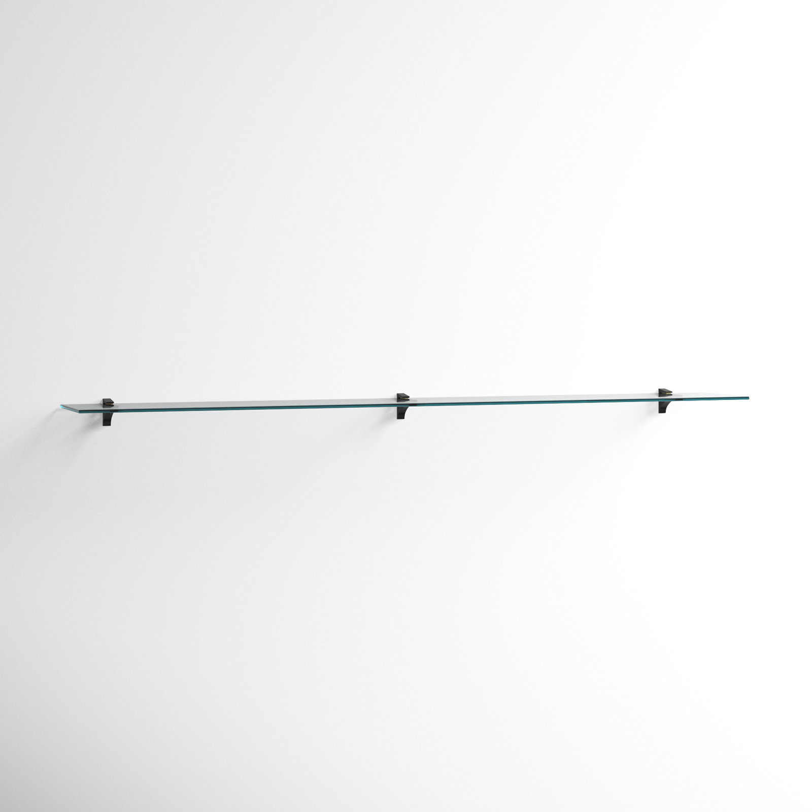 Electra 72" Glass Floating Shelf, Black, 2.86" H x 72" W x 10.5" D