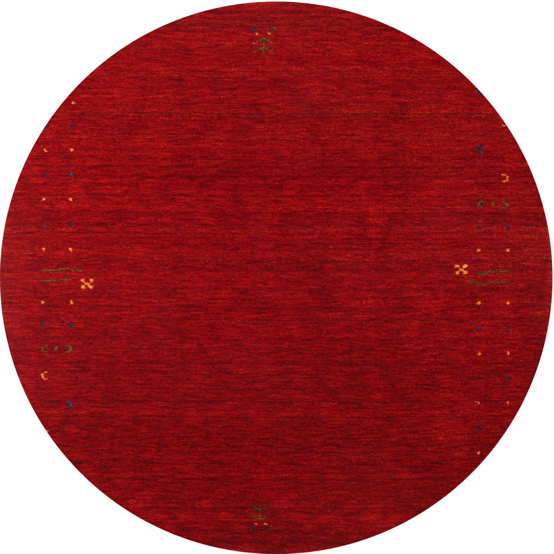 Tapis de zone rouge contemporaine, Rond 3 pi