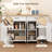 55" Kitchen Island with Kitchen Trash Cabinet, Lockable Wheels, 2 Large Drawers, and Spacious Storage Cabinets for Kitchen, Dining Room