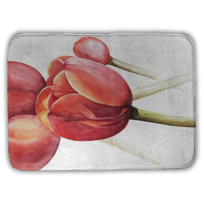 Blossoming tulips closeup Bath Mat with Non-Slip Backing - Quick Dry Memory Foam Bathroom Rug - Absorbent - Modern Plush Spa-Style - Machine Washable