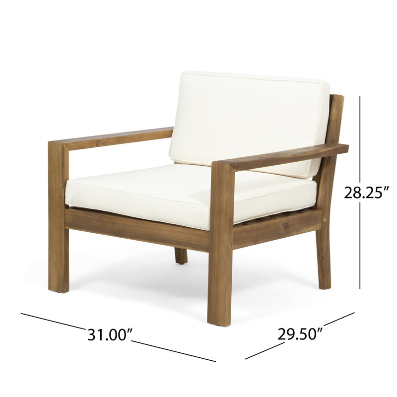 Aylie Acacia Outdoor Lounge Chair, Dark Gray Cushion/Dark Gray Frame , Dark Teal Cushion/Light Brown Frame