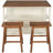 Solid Wood Rustic 3-Piece 45" Stationary Kitchen Island Set With 2 Seatings, Rubber Wood Butcher Block Dining Table Set Prep Table Set With 2 Open Shelves For Small Places,Walnut+Cream White, Kitchen Island
