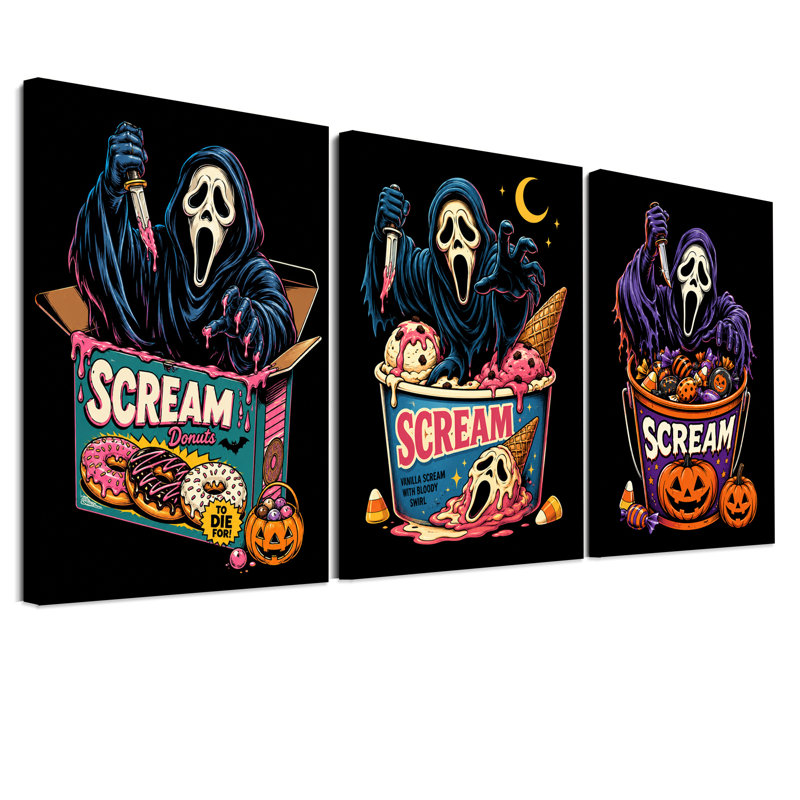 Ensemble de 3 toiles Scream, H 30 po x l 20 po x 3 pièces