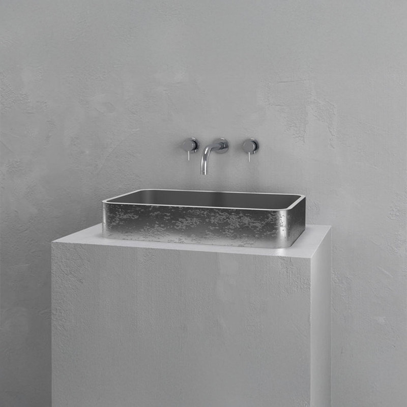 Vast Studio Aged Rectangular Countertop Bathroom Sink, Silver/Gray