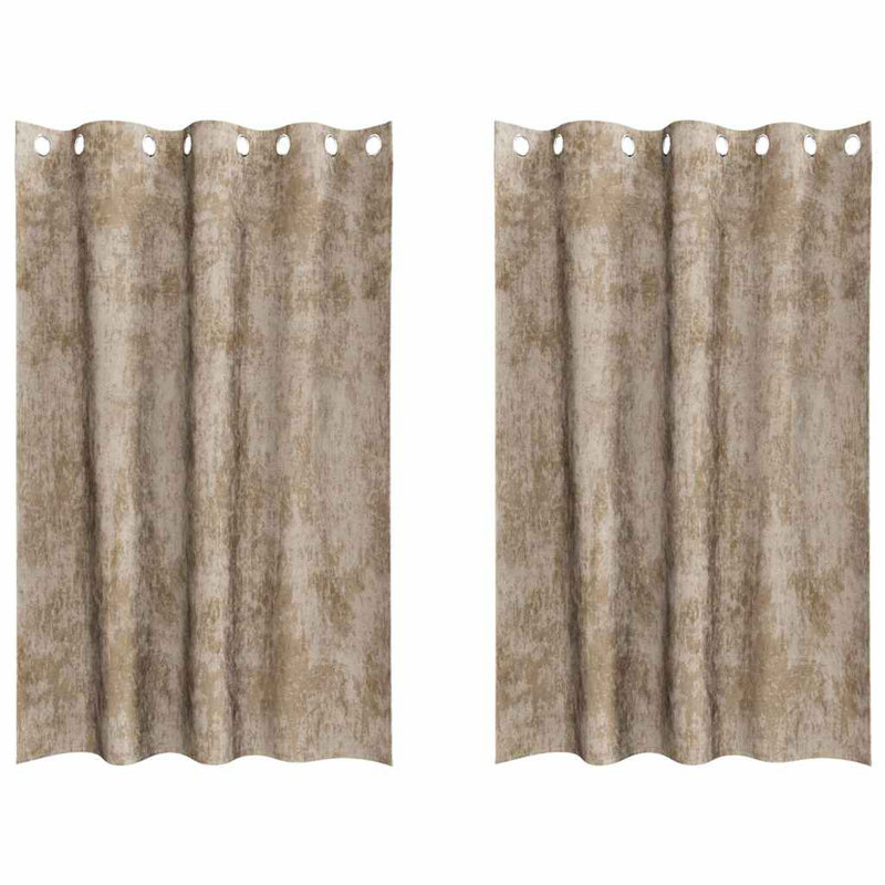 Alithia Velvet Room Darkening Curtain Pair, 140cm Width x 175cm Drop, Champagne
