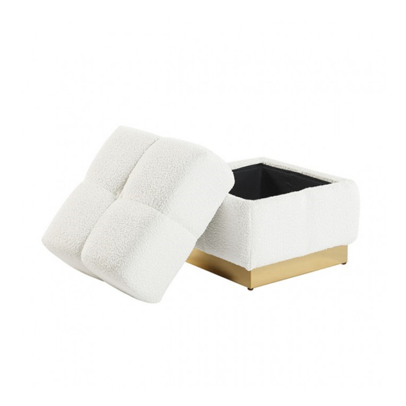 Tabouret de rangement Isabelle, Blanc