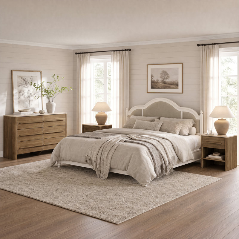 Ensemble de chambre à coucher 3 pièces (ensemble de 2 commodes à 6 tiroirs et 1 table de chevet)