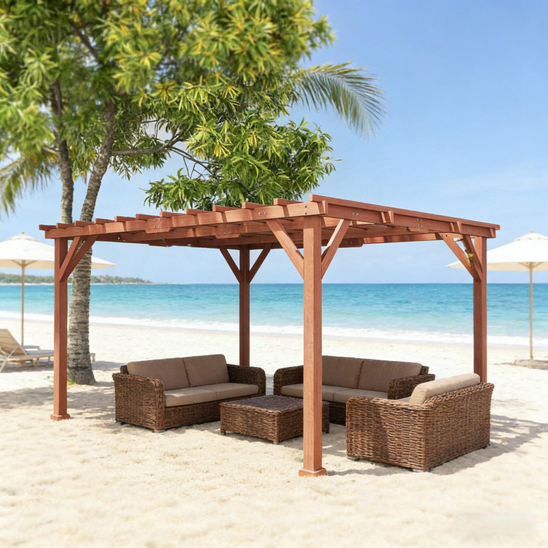 Pergola en bois, pergola d'extérieur, H 83,9 po x l 150,4 po x P 128,7 po