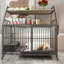 Et cage en fer avec rangement - beige et noir, 49,79 po Hauteur, 23,62 po de largeur, 36,25 po de profondeur, avec espace et pratique, H, l, P-1661025673-1661025670