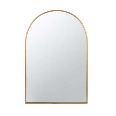 24" x 36" Arched Accent Mirror with Gold Metal Frame for Bathroom, Bedroom, Entryway Wall