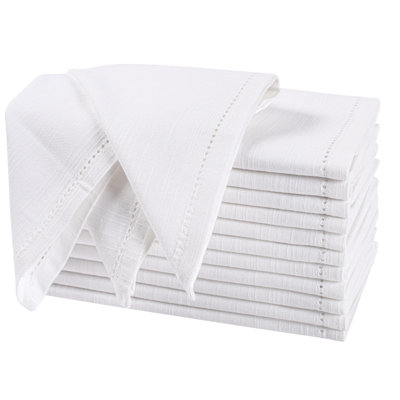 Bedding Craft White Cotton Dinner Napkins Set of 12